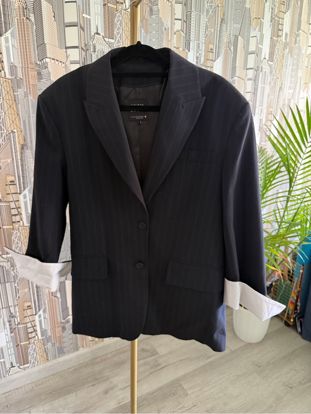 Zara Navy Pinstripe Women's Blazer
